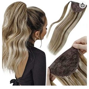 LAAVOO Ponytail Extension Real Human Hair 20inch